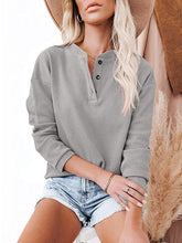 T-shirt à manches longues et col en V pour femme, style Amazon tendance, couleur unie